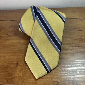 Robert Talbott Men's Tie Yellow Blue Stripe 100% Silk Hand Sewn USA Classic